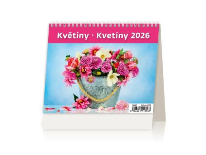 Stolový kalendár riadkový 17,1x13,9 cm - MiniMax Kvetiny 2026