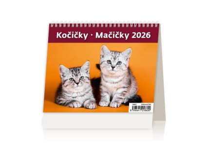 Stolový kalendár riadkový 17,1x13,9 cm - MiniMax Mačičky 2026