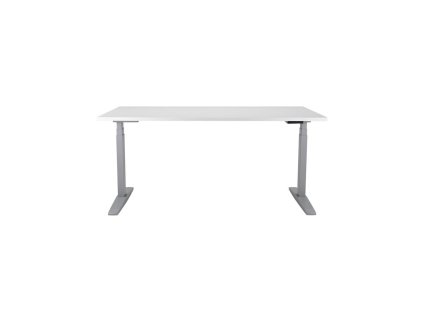 Výškovo nastaviteľný stôl BASIC, 1-motorový, 160x80 cm, podnož sivá + doska biela