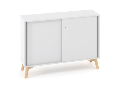 Policová skriňa ALFA ROOT, posuvné dvere, 1 polica, 100x45x88,7cm, biela