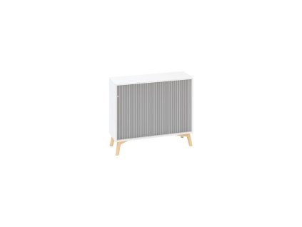 Policová skriňa ALFA ROOT, žalúziové dvere RAL9010, 1 polica, 100x45x88,7cm, biela