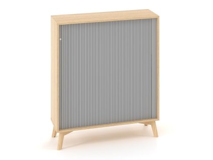 Policová skriňa ALFA ROOT, žalúziové dvere RAL9010, 2 police, 100x45x121,5cm, dub