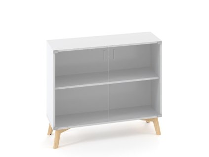 Policová skriňa ALFA ROOT, sklo, 1 polica, 100x45,8x88,7cm, biela