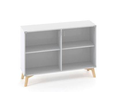 Policová skriňa ALFA ROOT s del.priečkou, sklo, 1 polica, 120x45,8x88,7cm, biela