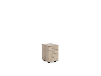 Mobilný kontajner BASIC, 4-zásuvkový so zámkom, 41x67x50cm, dub Sonoma