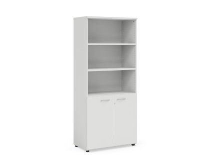 Policová skriňa BASIC, kombinovaná, so zámkom, 80x40x182,1cm, biela