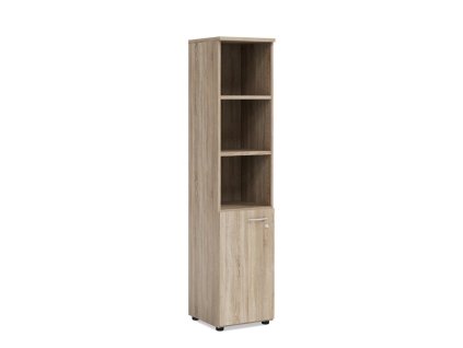 Policová skriňa BASIC, kombinovaná, pravé dvere so zámkom, 40x40x182,1cm, dub Sonoma