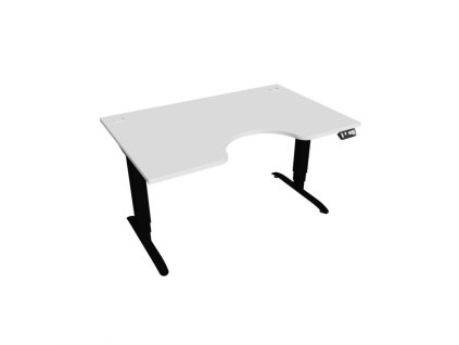 Pracovný stôl Motion Ergo, PO, 3S, 140x61-128x90 cm, biela/čierna