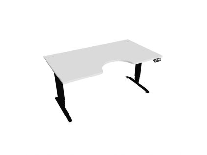 Pracovný stôl Motion Ergo, PO, 3S, 160x61-128x90 cm, biela/čierna