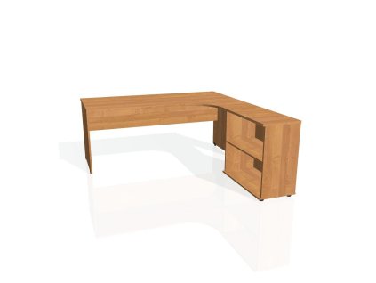 Pracovný stôl Gate, ergo, ľavý, 180x75,5x200 cm, jelša/jelša