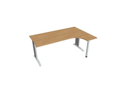 Pracovný stôl Cross, ergo, ľavý, 180x75,5x120 cm, dub/kov