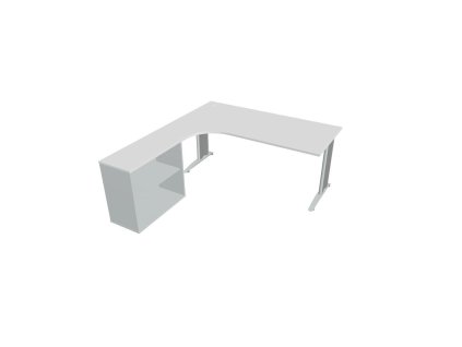 Pracovný stôl Flex, ergo, pravý, 180x75,5x200,0 (40x80) cm, biela/kov