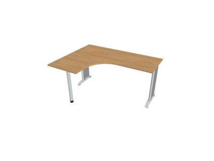 Pracovný stôl Flex, ergo, pravý, 160x75,5x120 (60x60) cm, dub/kov