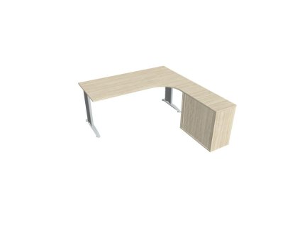 Pracovný stôl Flex, ergo, ľavý, 180x75,5x200,0 (80x40) cm, agát/kov
