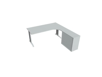 Pracovný stôl Flex, ergo, ľavý, 180x75,5x200,0 (80x40) cm, sivá/kov