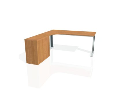 Pracovný stôl Flex, ergo, pravý, 180x75,5x200,0 (40x80) cm, jelša/kov