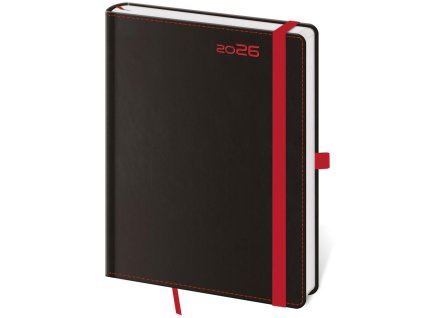 Diár BLACK RED denný A5 14,3x20,5cm 2026