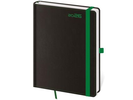 Diár BLACK GREEN denný A5 14,3x20,5cm 2026