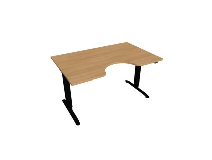 Pracovný stôl Motion Ergo, ZO, 2S, 140x70,5-120,5x90 cm, dub/čierna