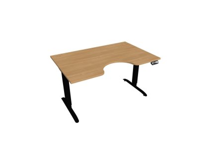 Pracovný stôl Motion Ergo, PO, 2S, 140x70,5-120,5x90 cm, dub/čierna