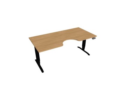 Pracovný stôl Motion Ergo, PO, 3S, 180x61-128x90 cm, dub/čierna