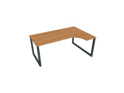 Pracovný stôl UNI O, ergo, ľavý, 180x75,5x120 cm, jelša/čierna