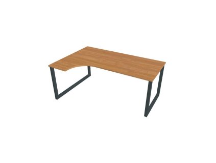Pracovný stôl UNI O, ergo, pravý, 180x75,5x120 cm, jelša/čierna