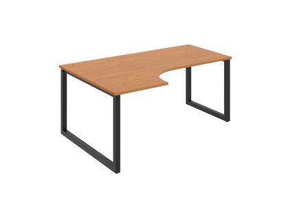 Pracovný stôl UNI O, ergo, pravý, 180x75,5x120 cm, jelša/čierna