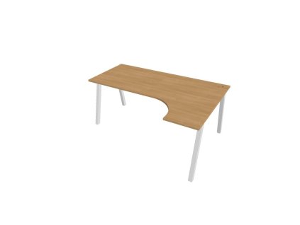Pracovný stôl UNI A, ergo, ľavý, 180x75,5x120 cm, dub/biela