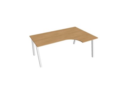 Pracovný stôl UNI A, ergo, ľavý, 180x75,5x120 cm, dub/biela