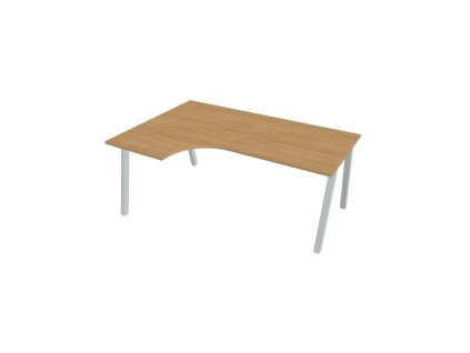 Pracovný stôl UNI A, ergo, pravý, 180x75,5x120 cm, dub/sivá