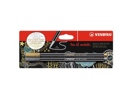 Popisovač STABILO Pen 68 2ks v blistri metalic strieborná zlatá