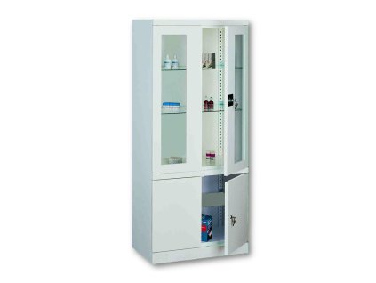 Nemocničná vitrína na lieky, uzamykateľná, v.180 x š.80 x h.43,5cm, RAL9010 biela