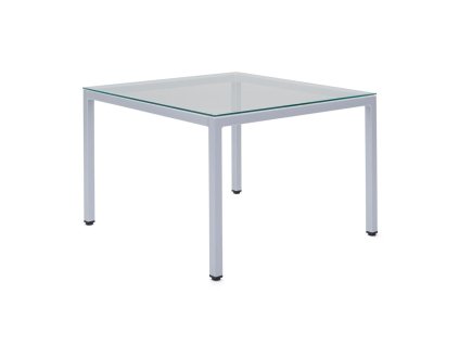 Konferenčný stolík Henry, 75x75x50 cm, sklo číre, nohy sivé