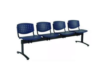 4-miestna lavica Layer, konštrukcia čierna, plast tm. modrá