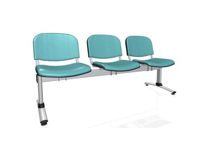 3-miestna lavica Imperia, konštrukcia sivá, zdr. ekokoža KN0061 modrá