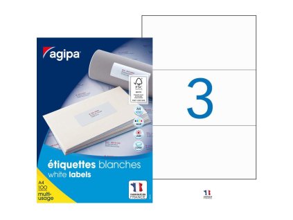 Etikety univerzálne 210x99mm Agipa A4 100 hárkov