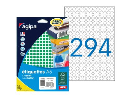 Etikety kruhové 8mm Agipa A5 zelené