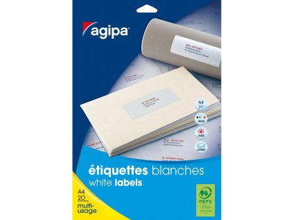 Etikety univerzálne na zakladače 60 x 190 mm Agipa A4 20 hárkov