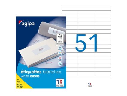Etikety univerzálne 70x16,9mm Agipa A4 100 hárkov