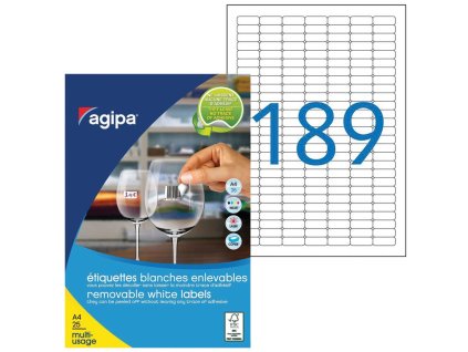 Etikety univerzálne odnímateľné 25,4x10mm Agipa A4 25 hárkov