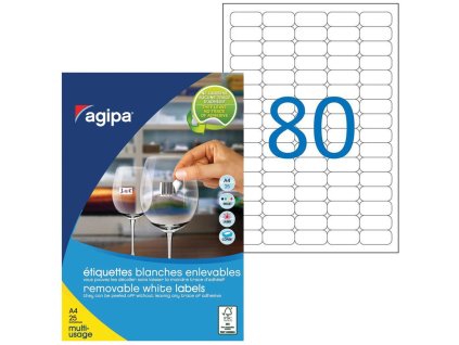 Etikety univerzálne odnímateľné 35,6x16,9mm Agipa A4 25 hárkov