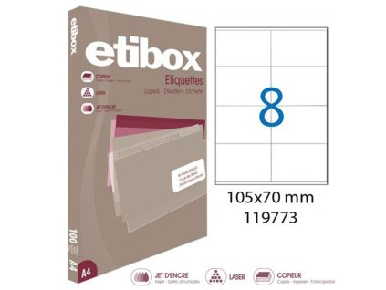 Etikety univerzálne 105x70mm Etibox A4 100 hárkov
