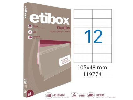 Etikety univerzálne 105x48mm Etibox A4 100 hárkov