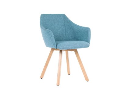 Čalúnené kreslo Wind Wood, drevené nohy, látka VIS021 modrá