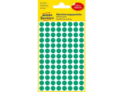 Etikety kruhové 8mm Avery zelené