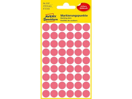 Etikety kruhové 12mm Avery neónovo červené