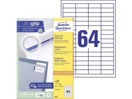 Etikety univerzálne 48,5x16,9mm Avery A4 100 hárkov