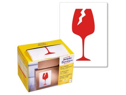 Etikety Avery s varovným symbolom ’ Krehké’ 74x100mm na kotúči