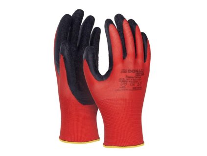 Rukavice pletené, polomáčané DONAU SAFETY Super Latex kat. II červené veľ. 9